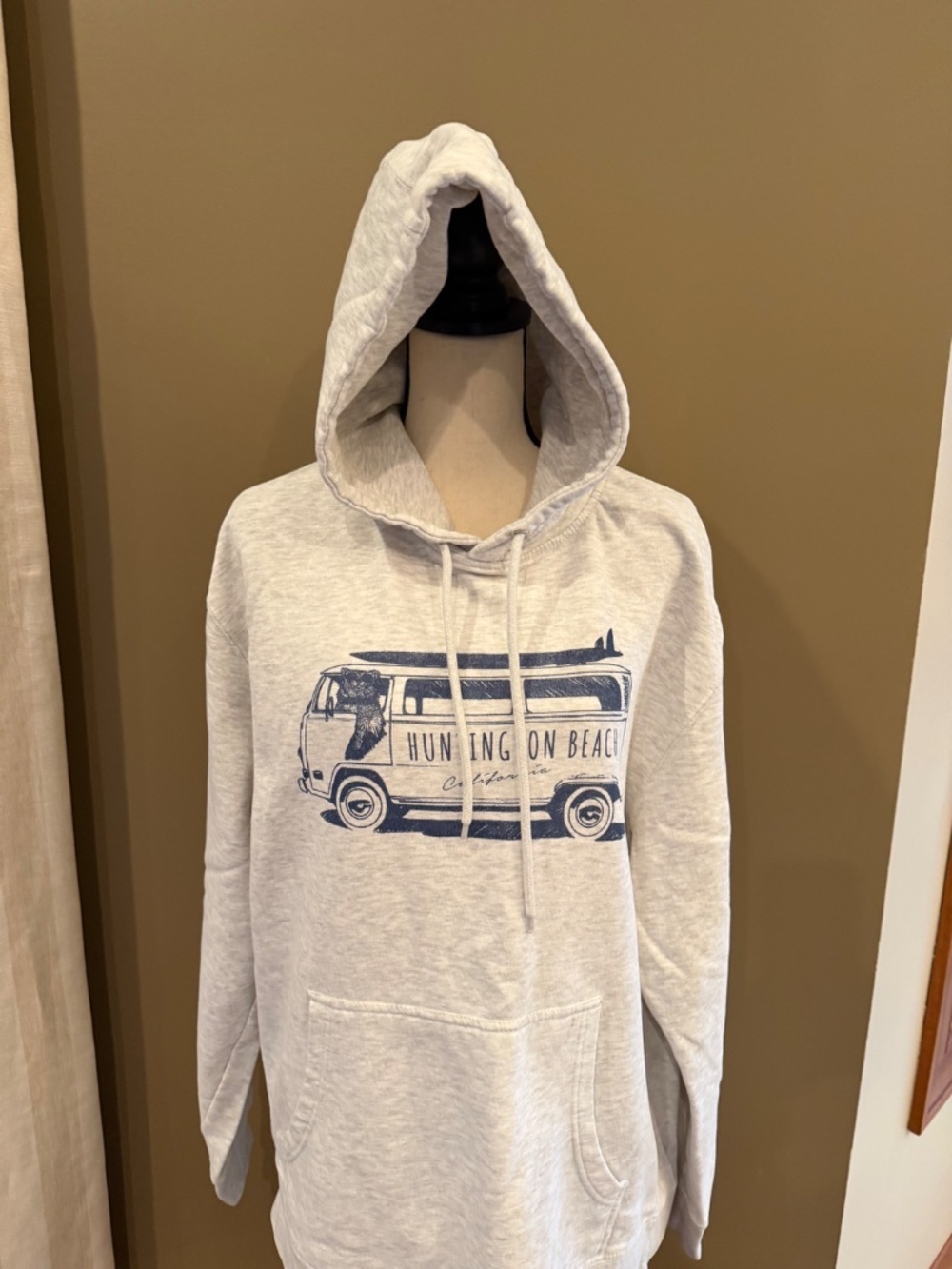 Huntington Beach Gray Pullover Hoodie Bear in Volkswagen Graphic, Size XL - Picture 3 of 13